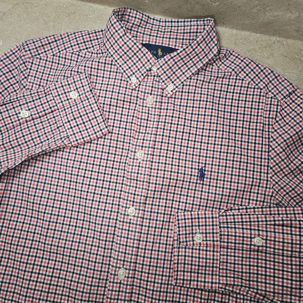 Ralph Lauren‎ Shirt Boys Large 14-16 Button Down Preppy Check Dress Casual